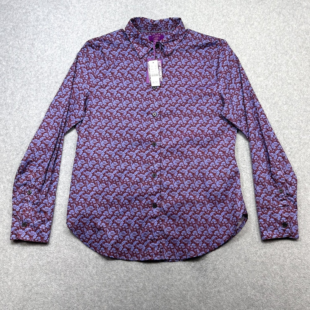 J Crew Liberty Fabric Shirt Womens 6‎ Burgundy Floral Toutouayette Slim Fit Top